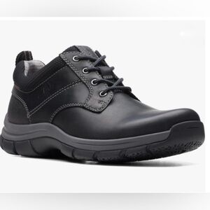 Clarks Men’s Black Leather Lace-Up Oxford with Gray Sole Size 7